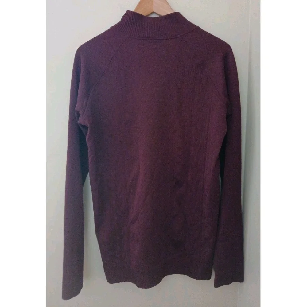 Lululemon Rest Less Mock Neck Top Est Size 12 Dark Adobe Red Textured L/S Active